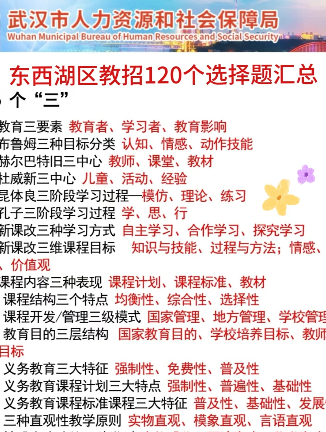 裸考提醒！6.29武汉东西湖区教招，3h背完89芬