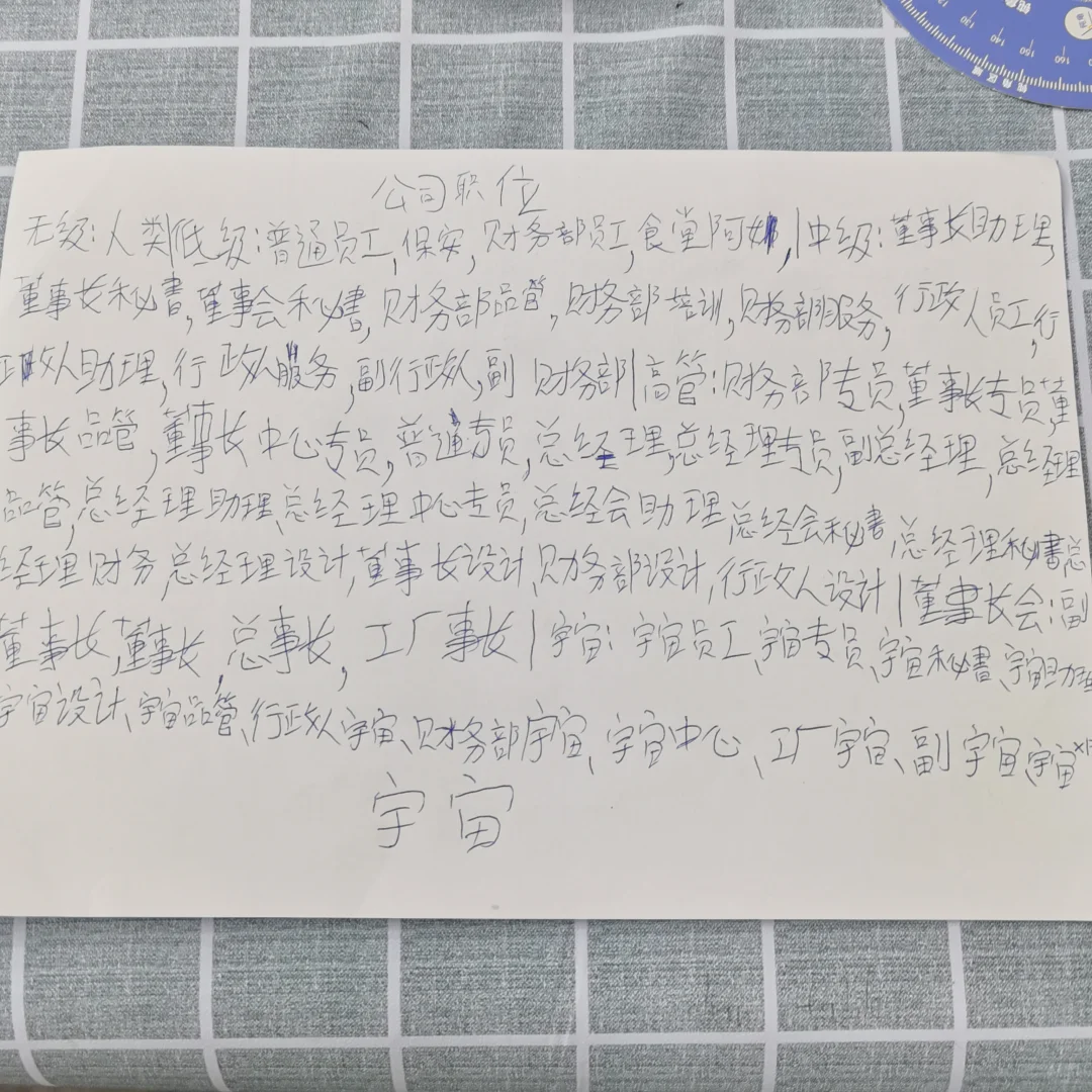 公司職位全部大全（二年級）
