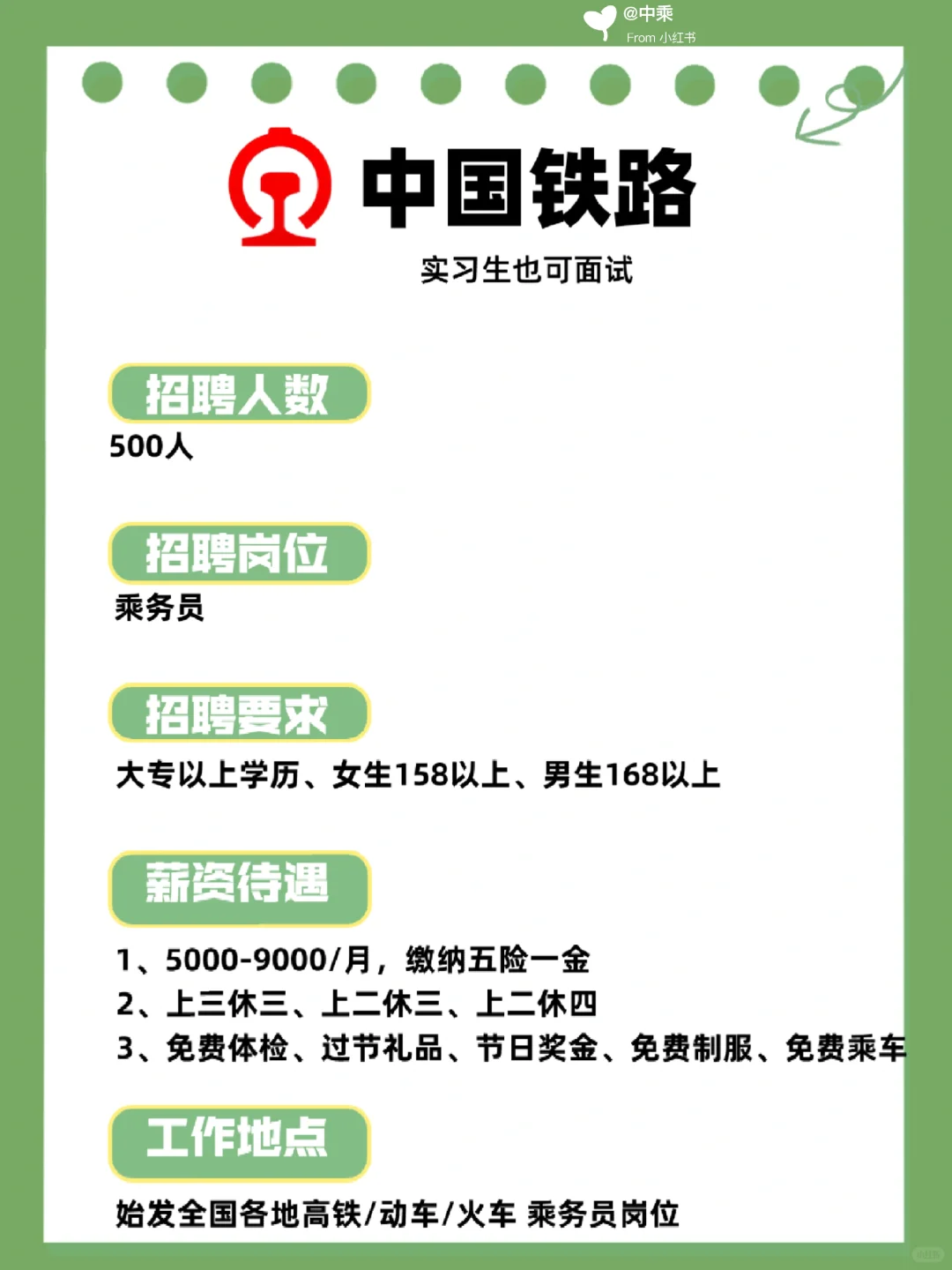 中国铁路招人啦🎉