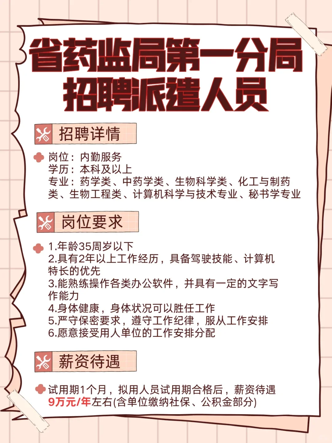 省药监局第一分局招聘派遣人员