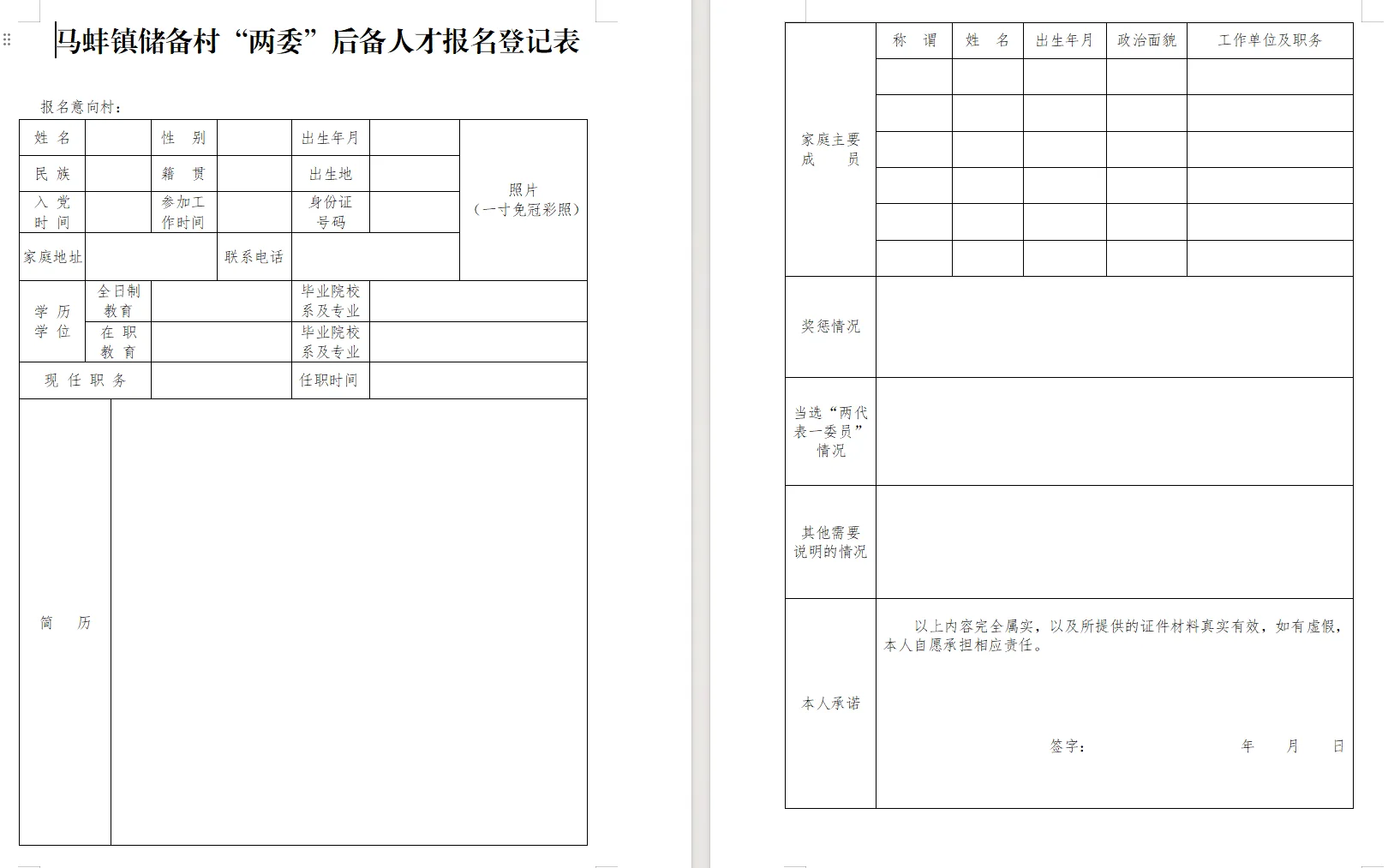 百色市西林县马蚌镇公开储备村级后备人才