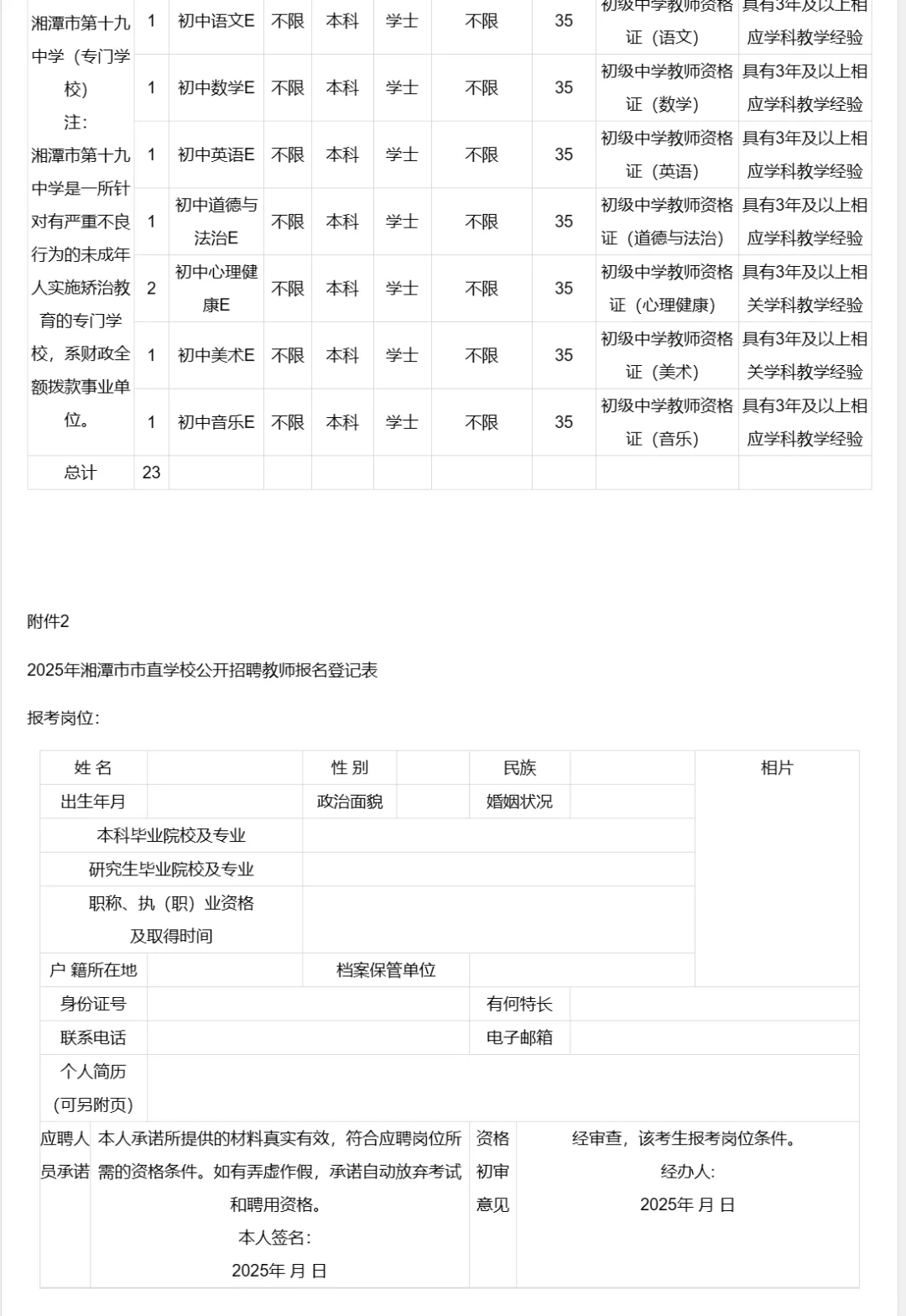 刚出！2025年湘潭市市直学校招教师98人