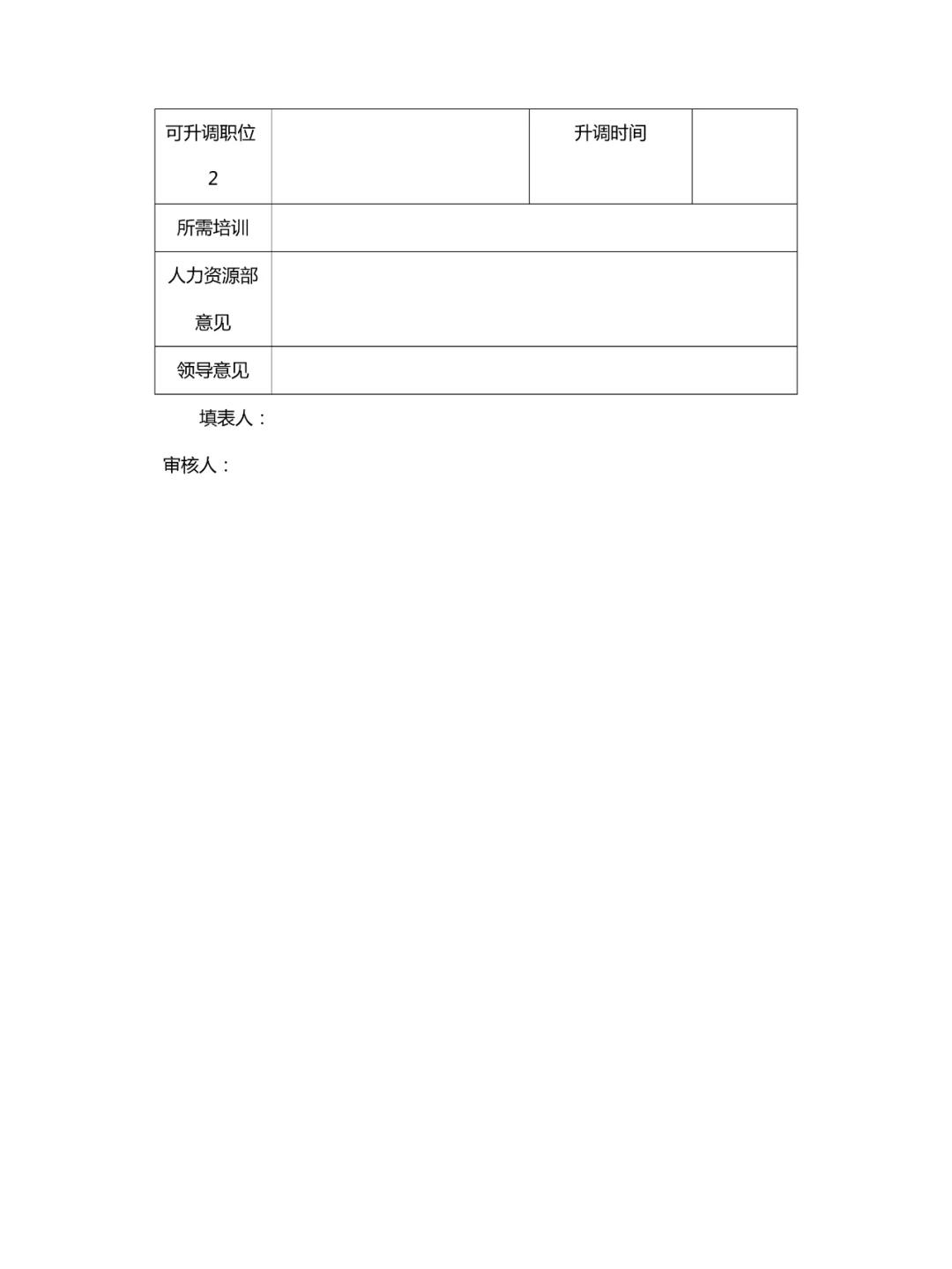 企业人才储备登记表