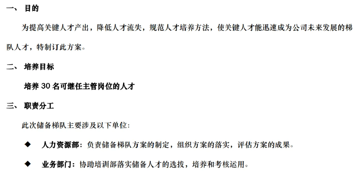 储备人才选拔及培养方案