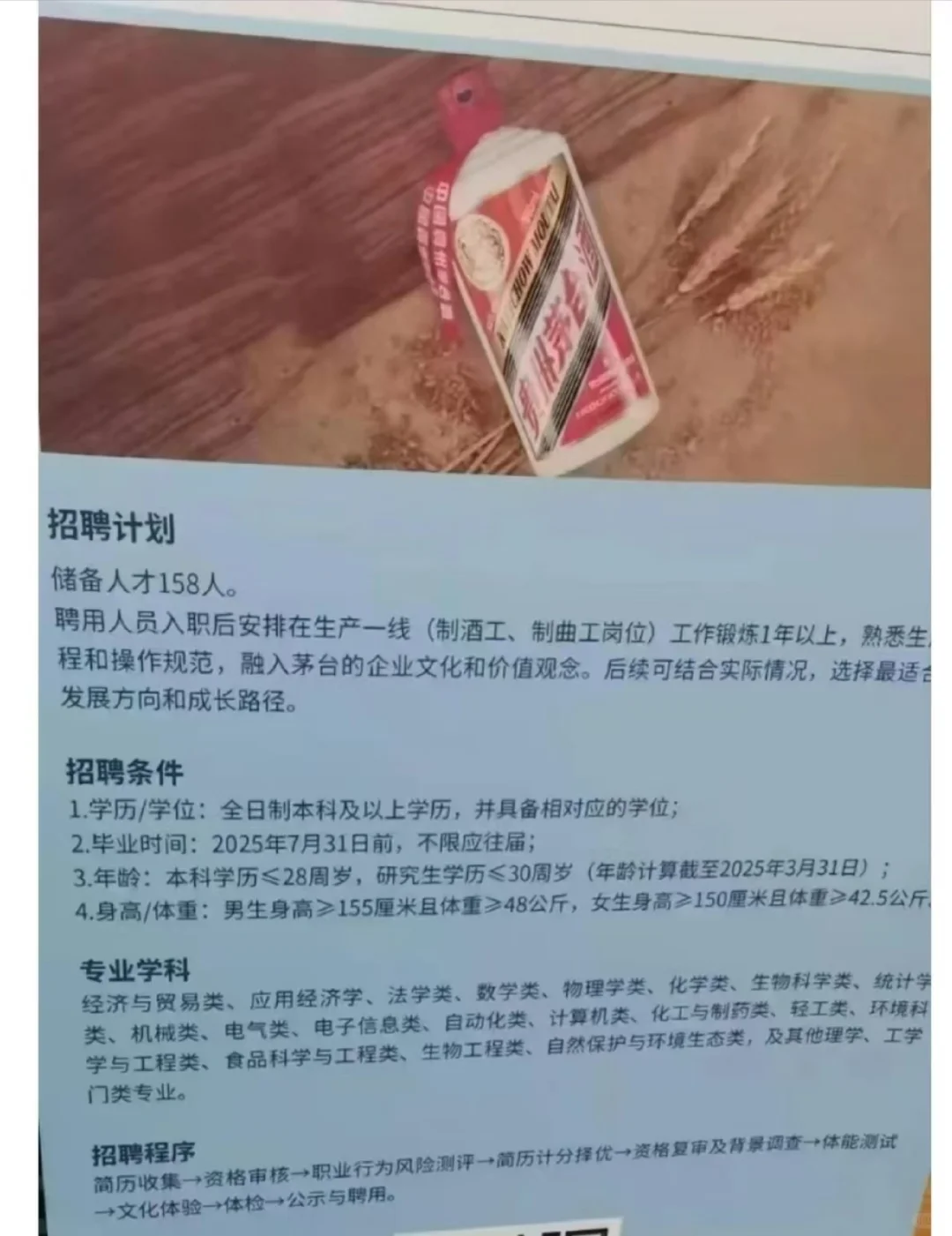 茅台招聘158人❗️
