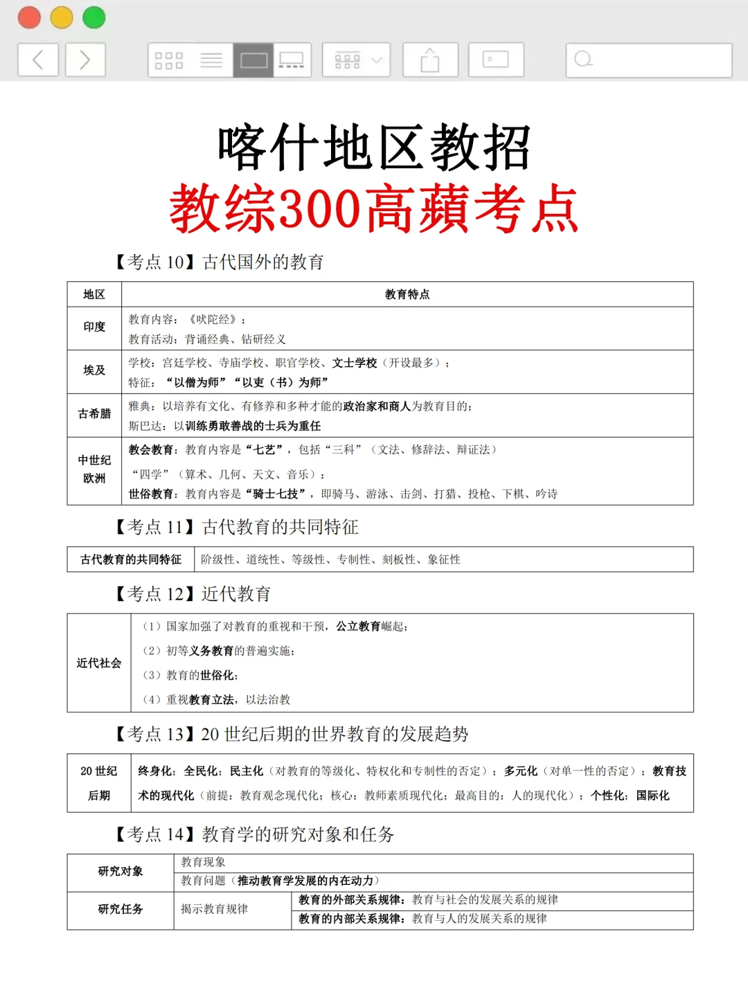 7.19喀什地区教师招聘，就这7页纸，熬夜背完