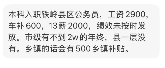 辽宁大城市县区和乡镇里的待遇来了
