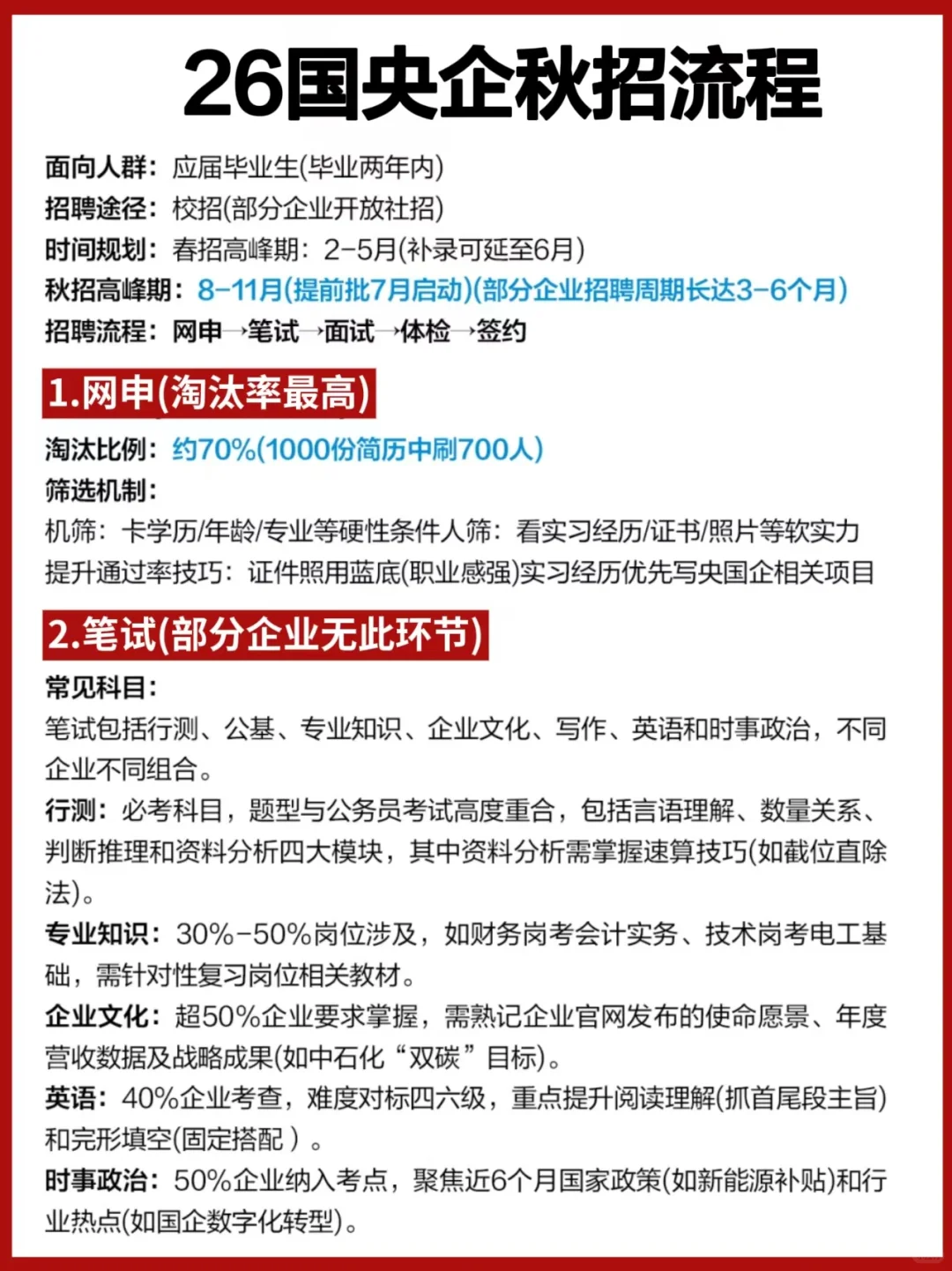 26国央企完整时间线，给应届生扫个盲！