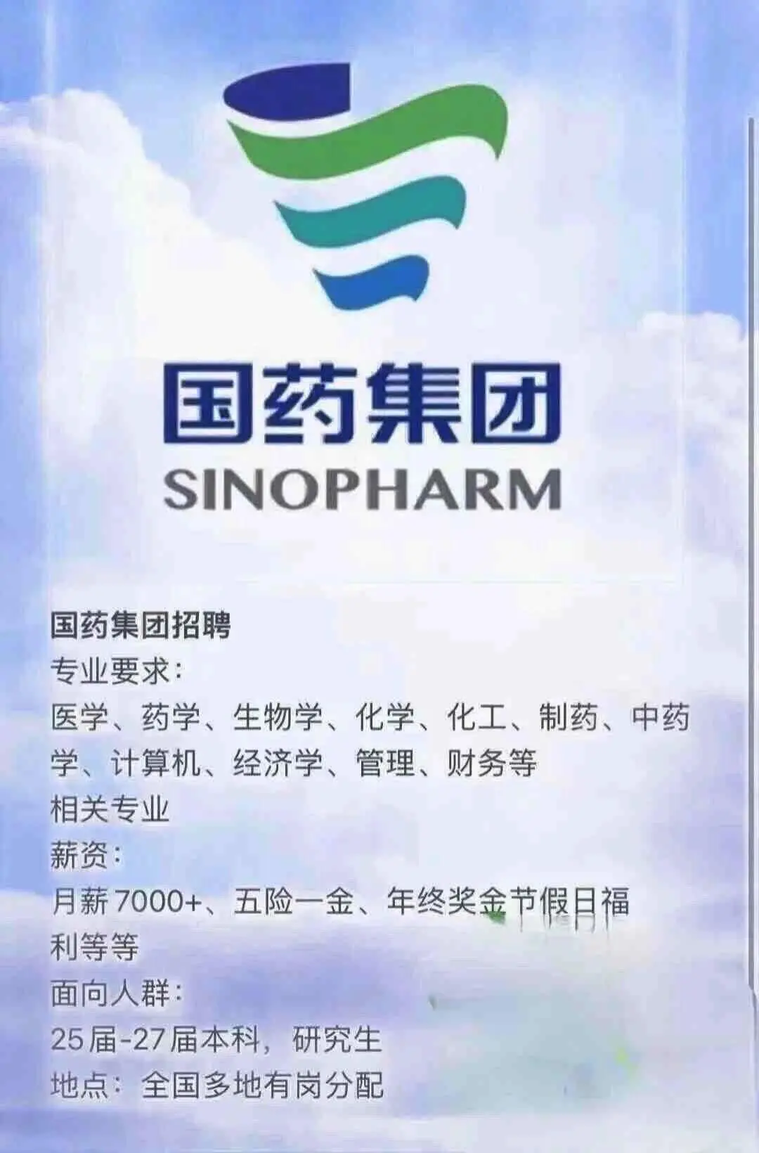 回复offer啦～国药招聘！