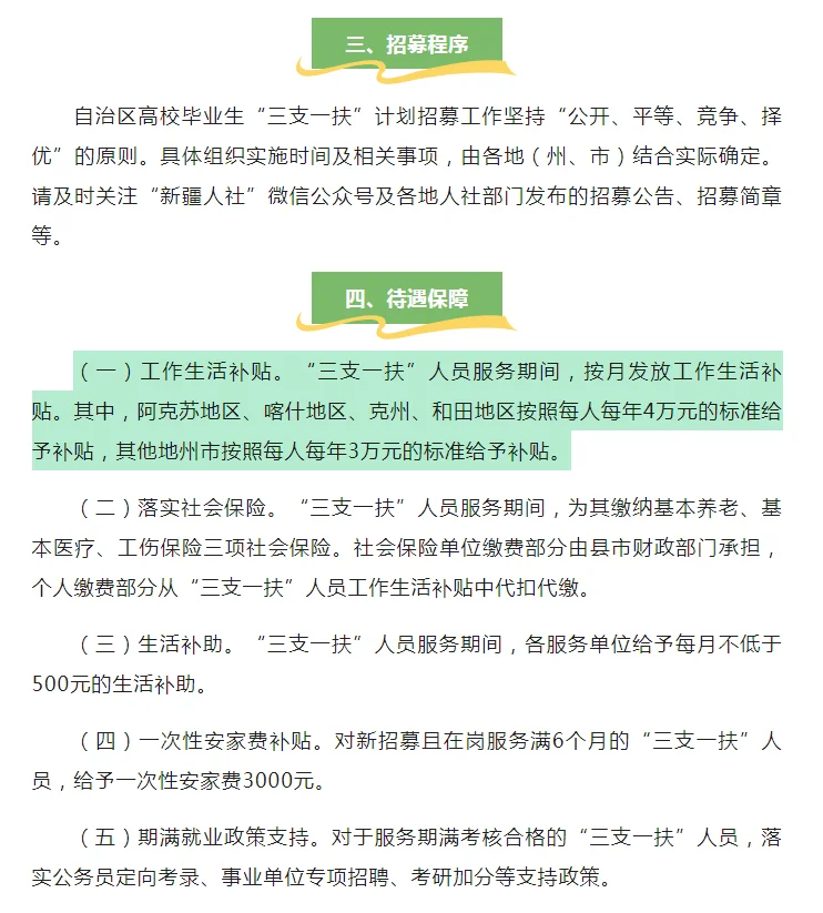新疆自治区招募三支一扶2640人