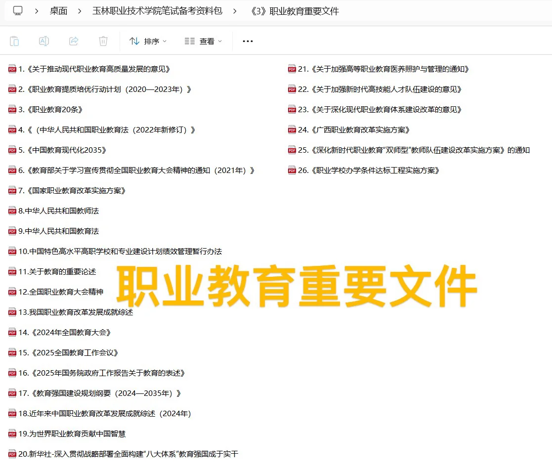 玉林职业技术学院笔试资料包