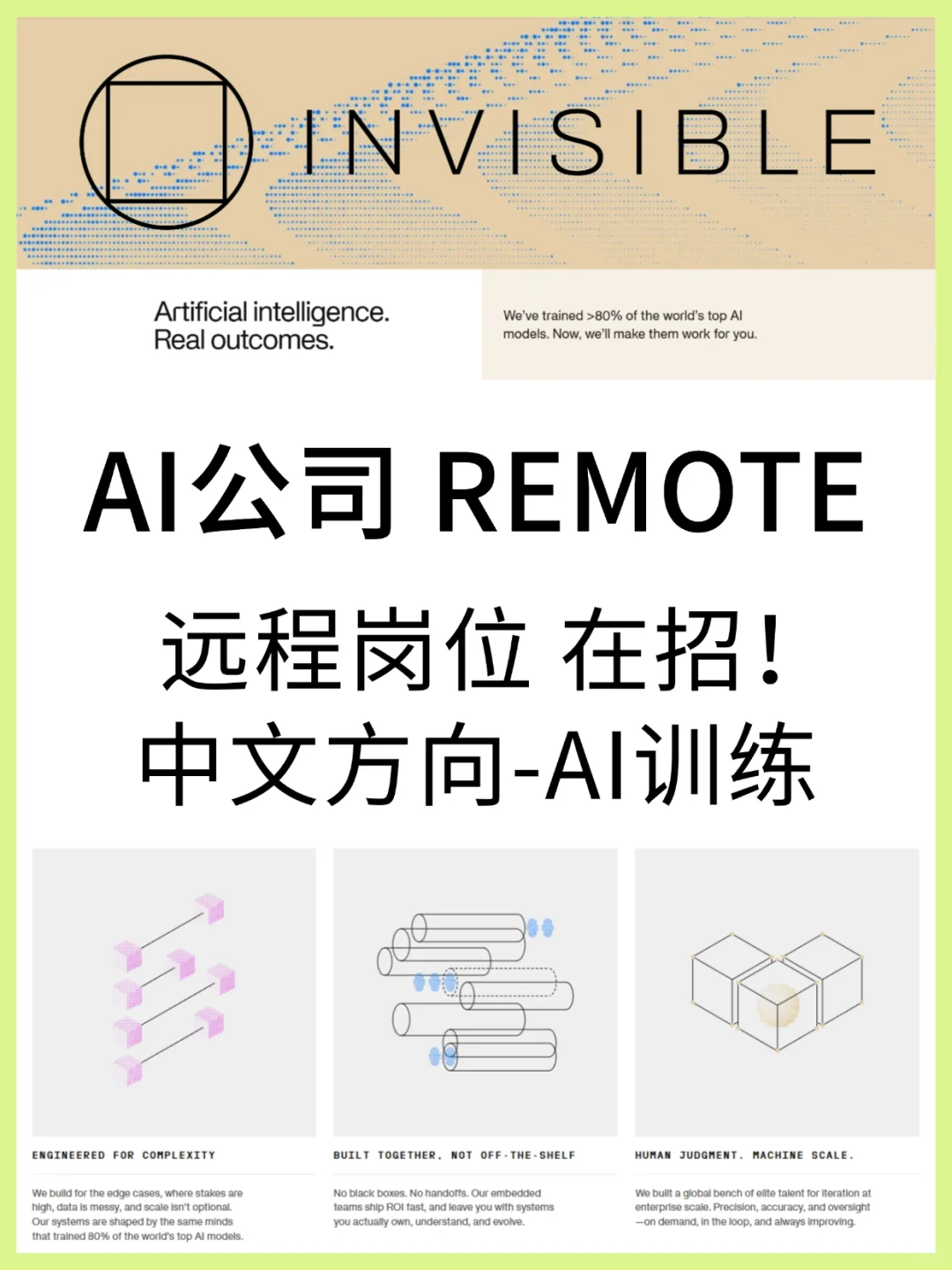 AI公司远程岗位在招：中文方向-AI训练！