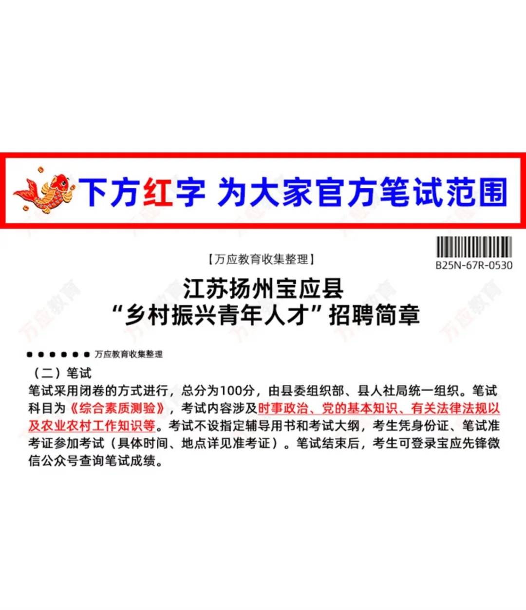 江苏扬州宝应县乡村振兴青年人才招聘考试