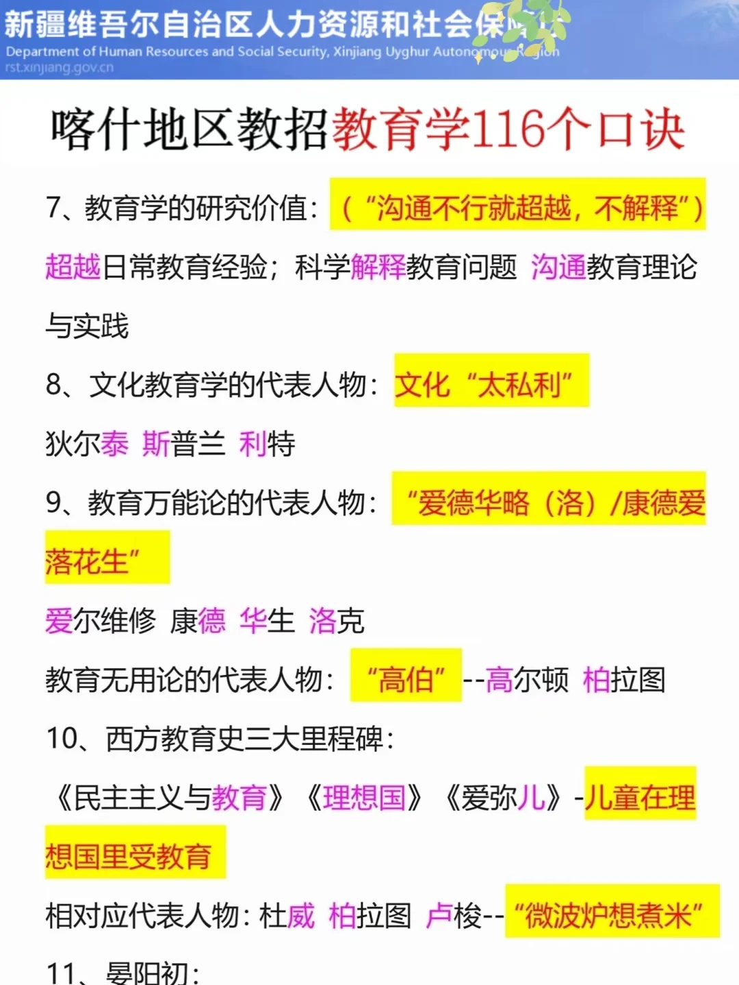 别裸考！25喀什地区教招极简背诵版，快背
