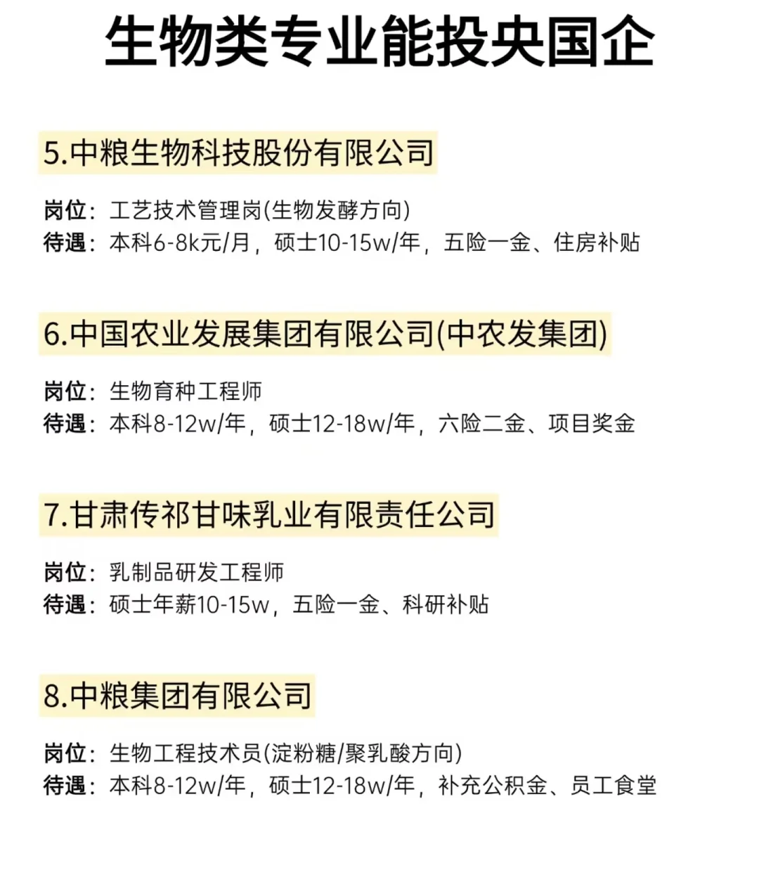 7.5生物类专业必看央国企