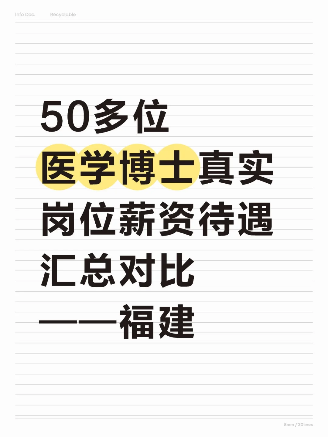 医学博士在福建的岗位＆收入（非博后岗）