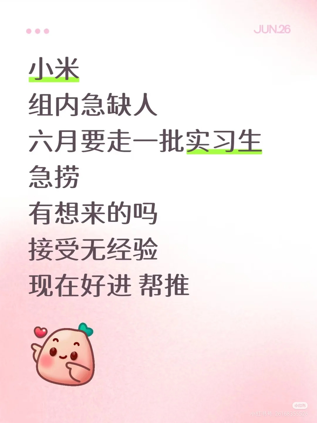 大学生暑假实习，帮推荐，手慢无哈