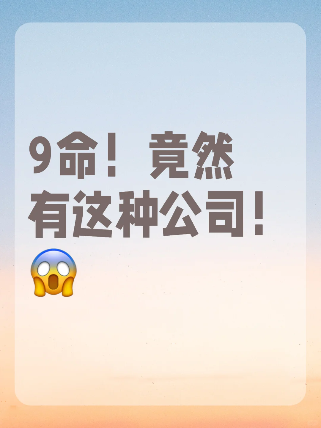 9命！竟然有这种公司！