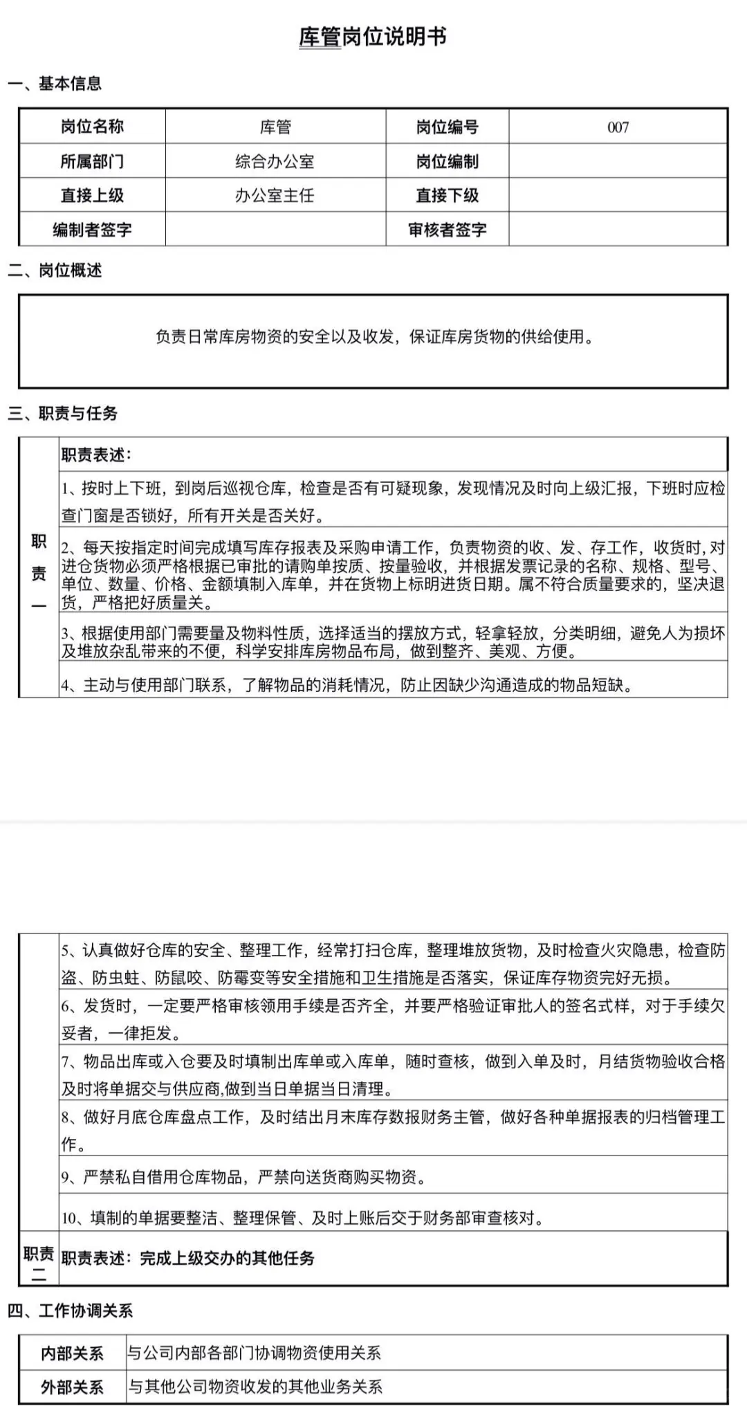 行政综合办公室各岗位职责（岗位完整系列）