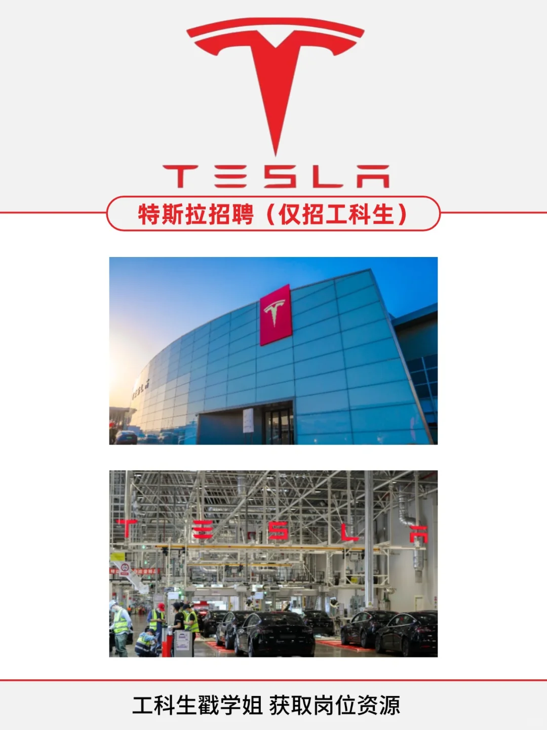 特斯拉急聘工科生！快速上岗！