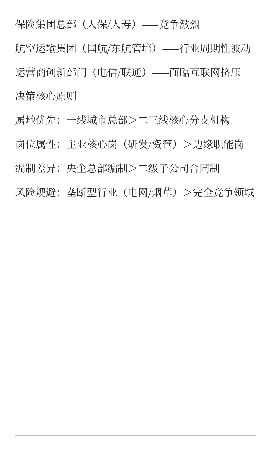 央国企最优offer排序指南