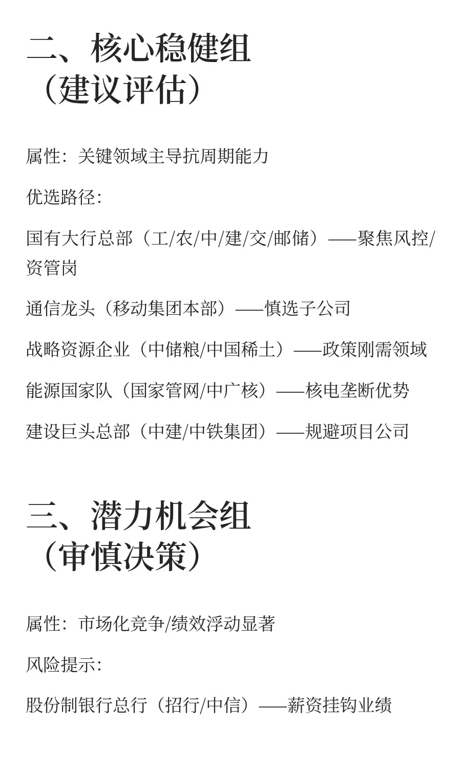 央国企最优offer排序指南