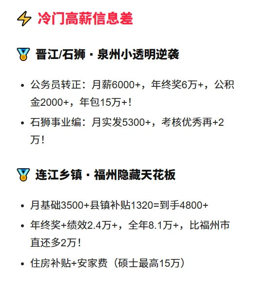 福建公考薪资待遇信息差揭秘，冷门高薪