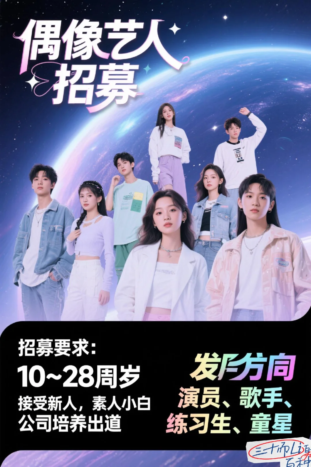 【星途启航·少年闪耀】XX经纪公司演员招募