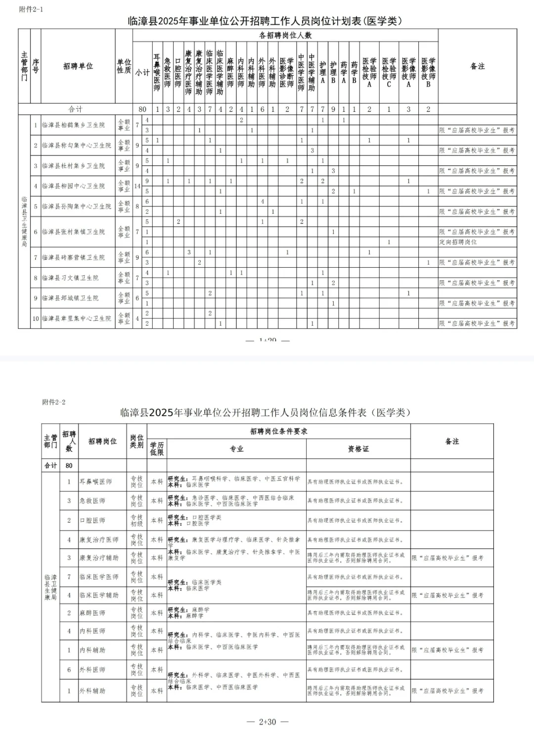 临漳县2025年事业单位公开招聘工作人员公告