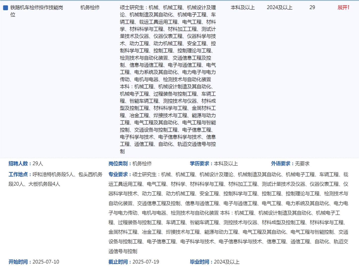 中铁呼和浩特局大量校招～共406人⬇️