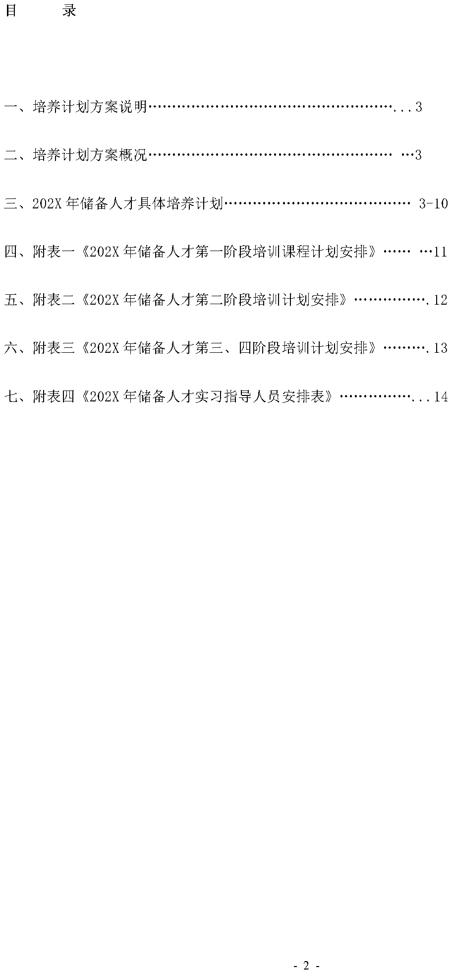 某公司储备人才培养计划方案（Word模板）