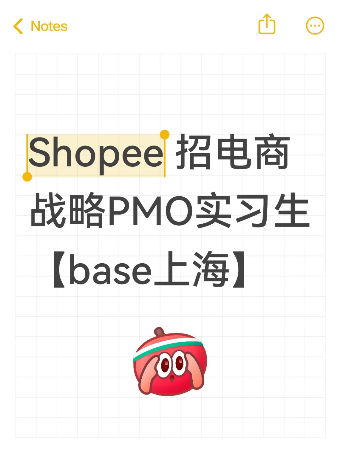 Shopee 招电商战略PMO实习生【base上海】