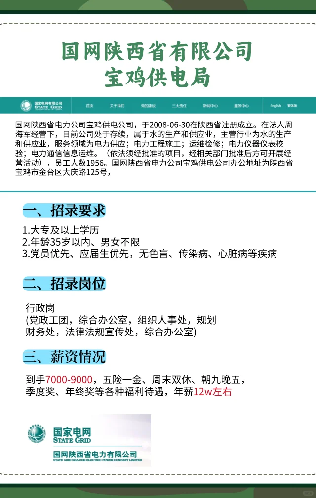 宝鸡供电局 行政岗 没人来吗？
