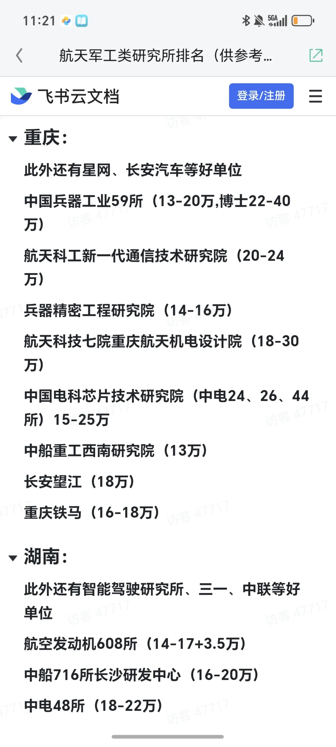 航天军工类研究所排名