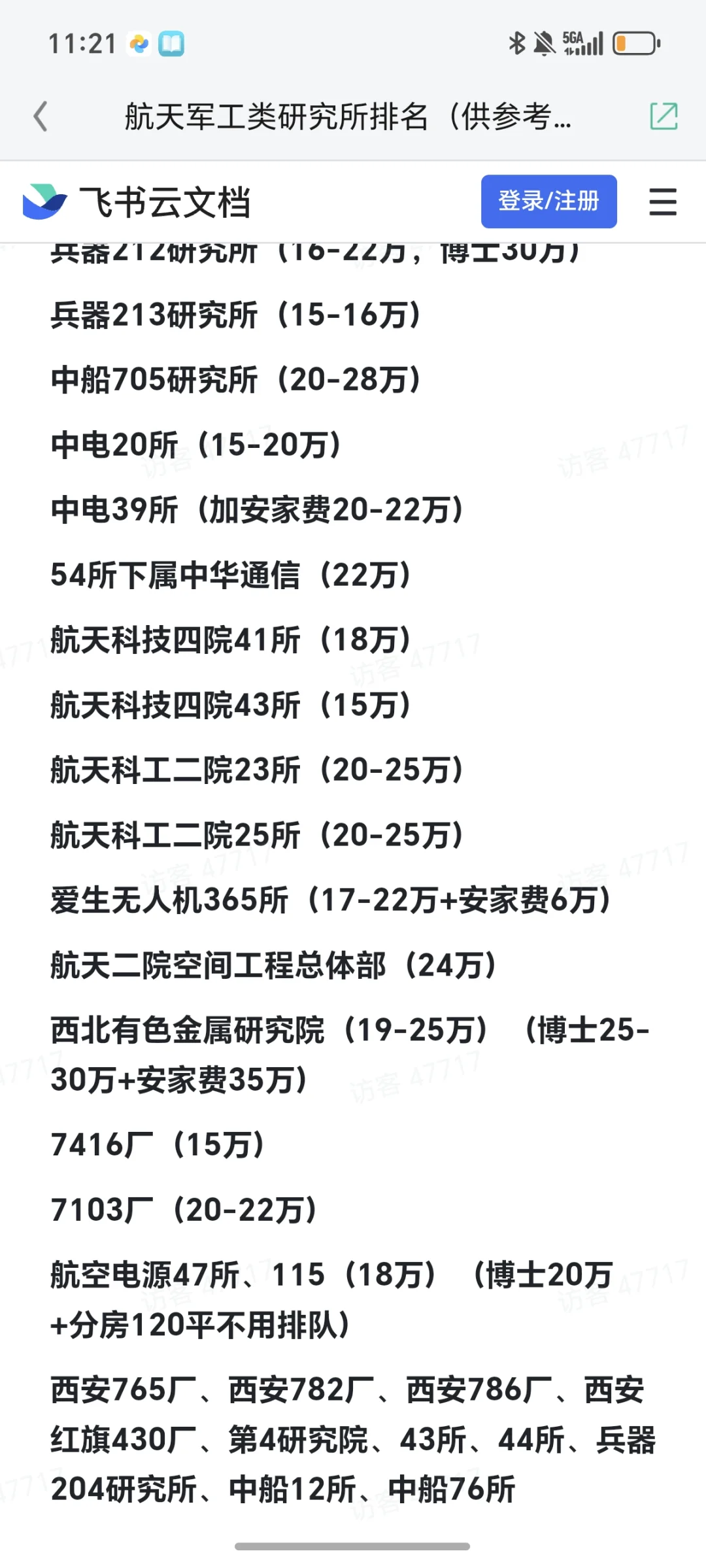 航天军工类研究所排名