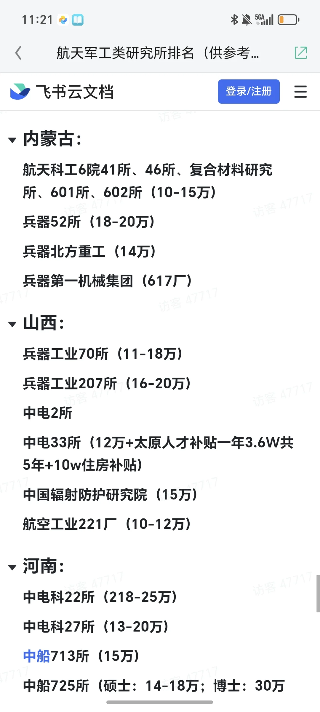 航天军工类研究所排名