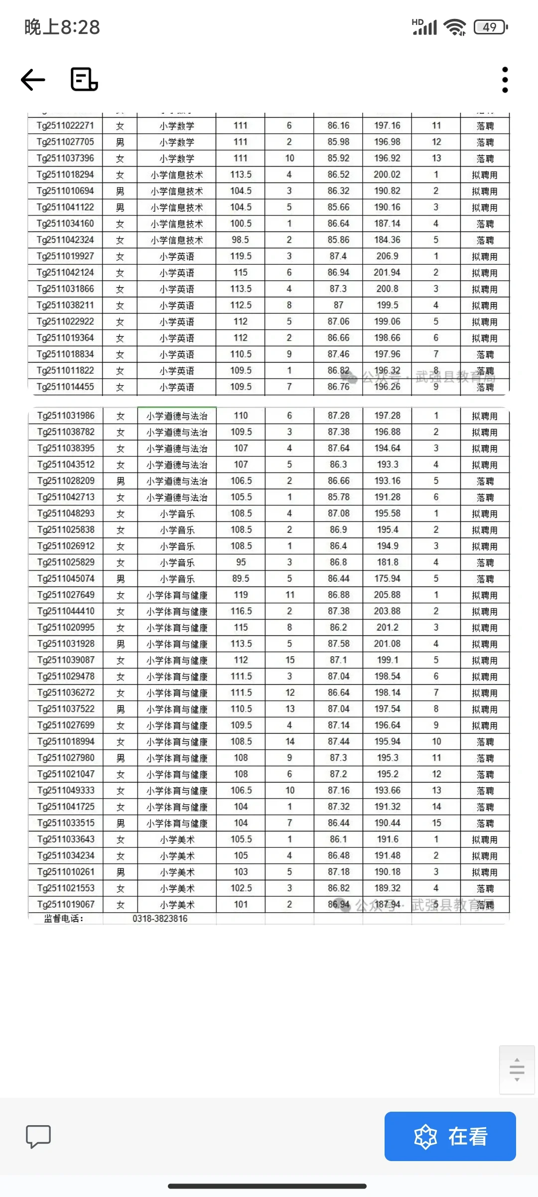武强县 2025 年特岗教师招聘拟聘结果公示