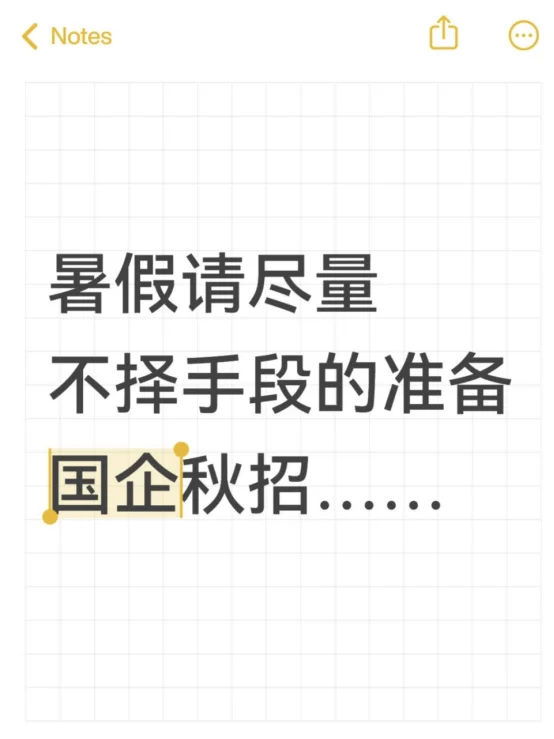 暑假请尽量不择手段的准备国企秋招