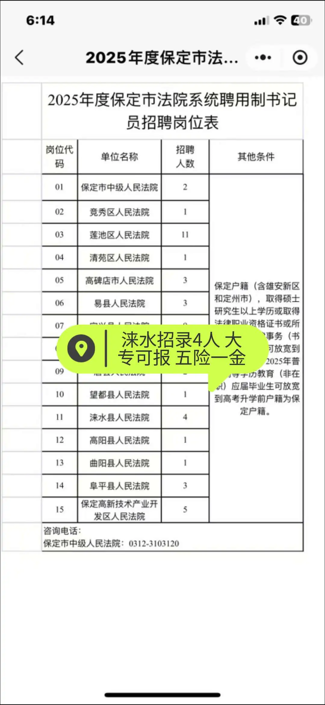 书记员招聘来啦，涞水本地有岗！