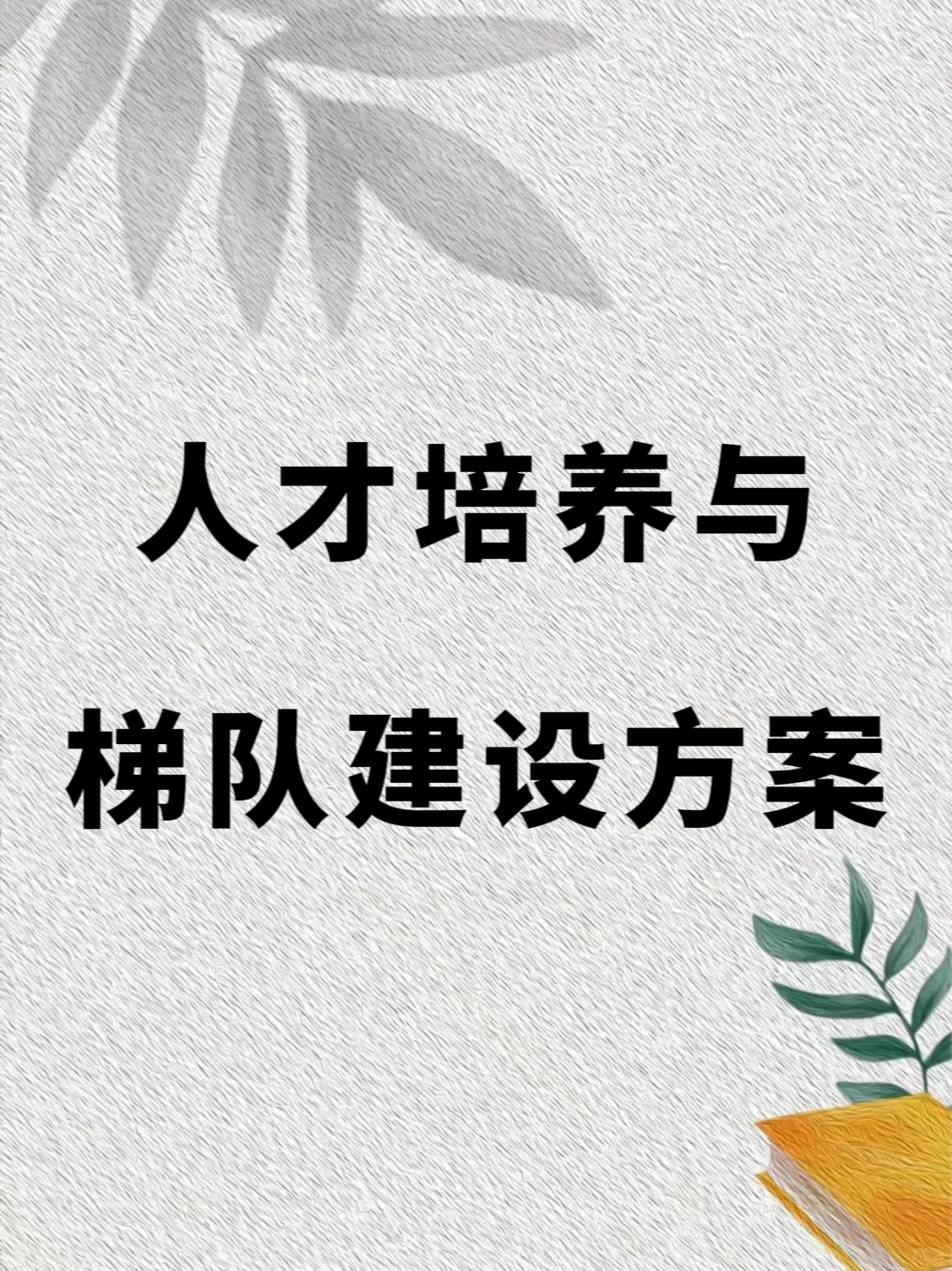 人才培养与梯队建设方案