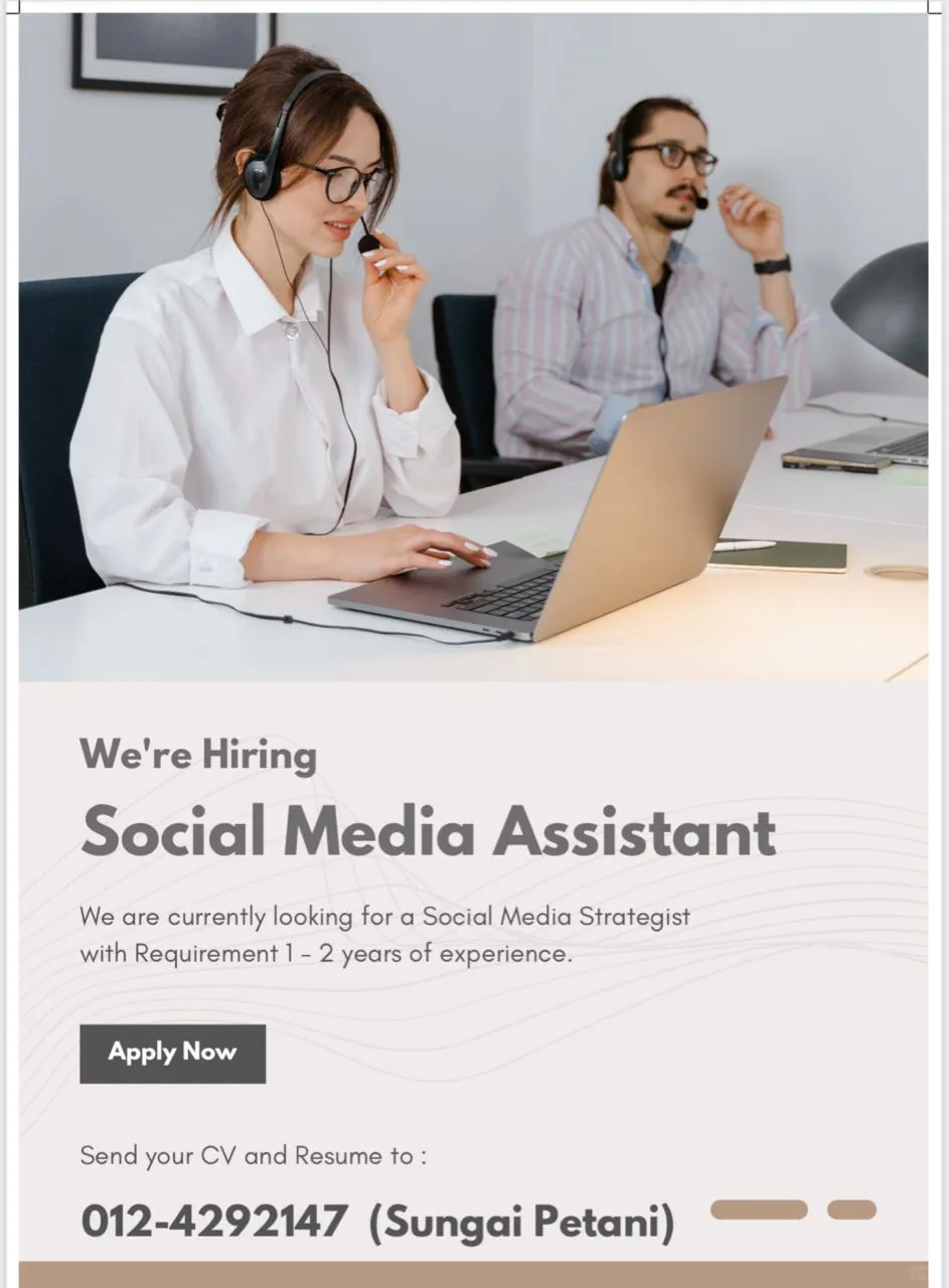双溪大年工厂急聘 Social media助理