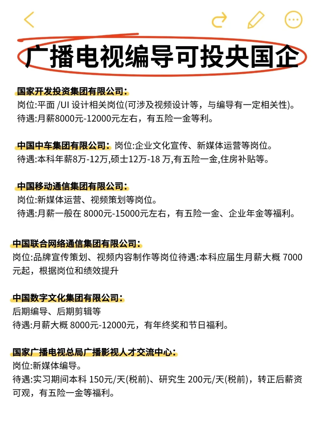 各大央国企广播影视编导可投