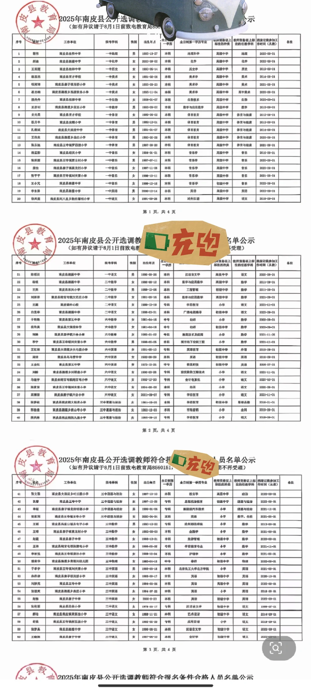 25南皮选聘符合报名条件名单公示