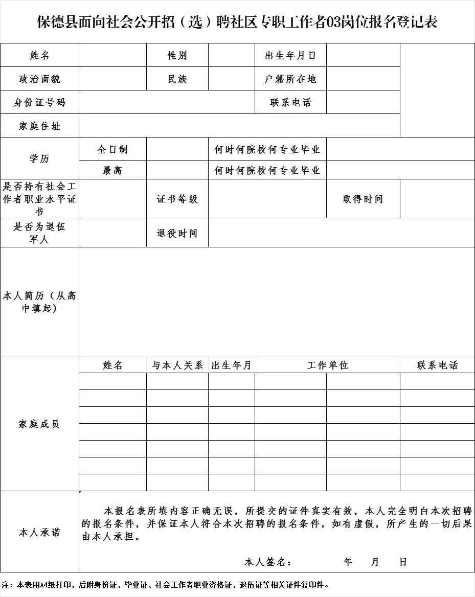 保德县2025年招（选）聘社区专职工作者公告