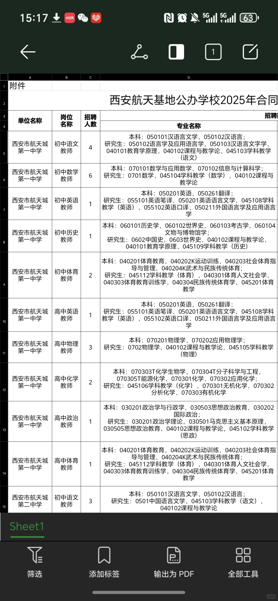 西安航天基地招聘教师111人！