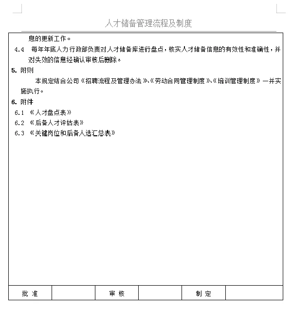 人才比储备处理流程及制度