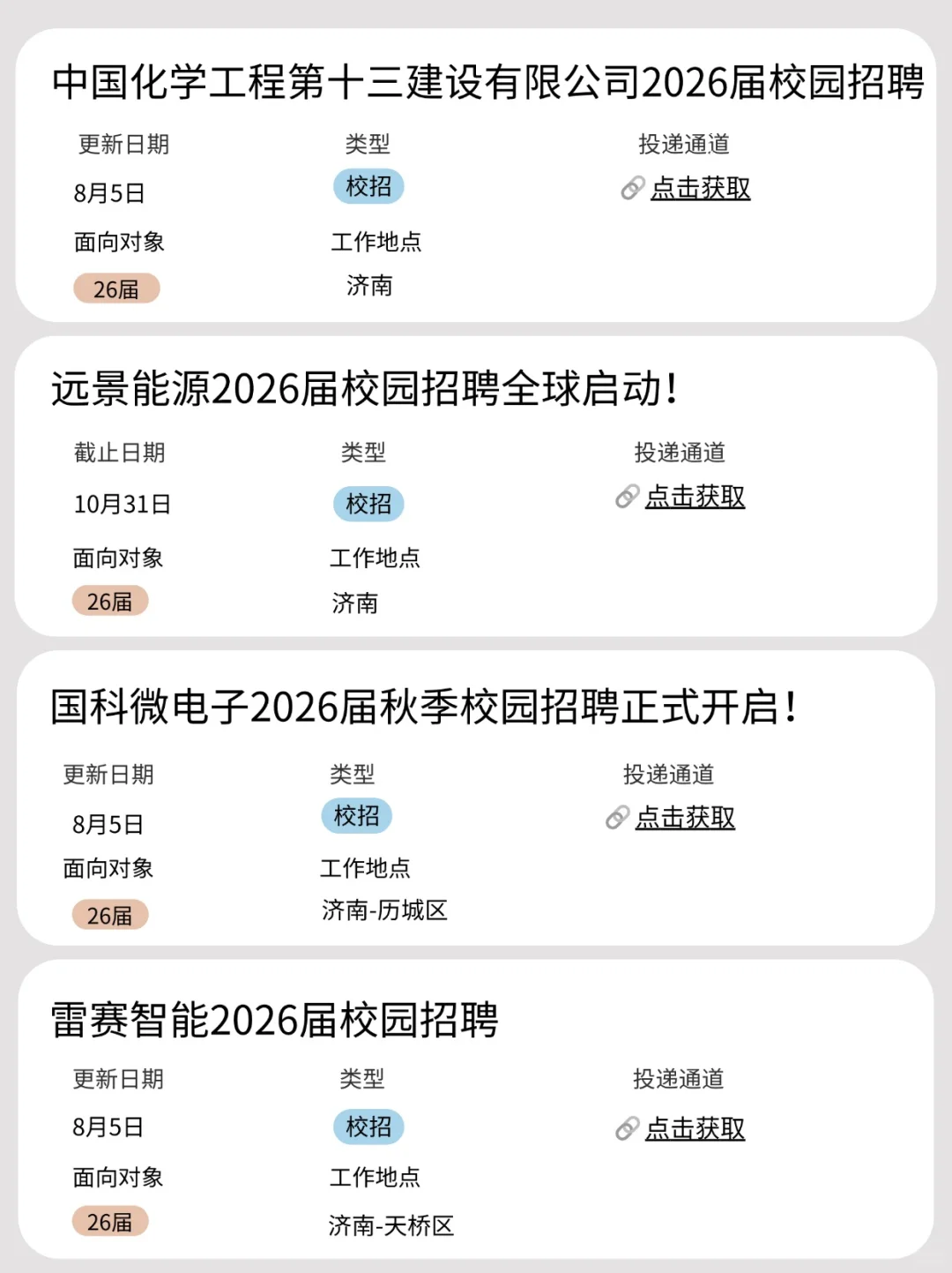 截止到8月5日，济南26届校招开了这些！