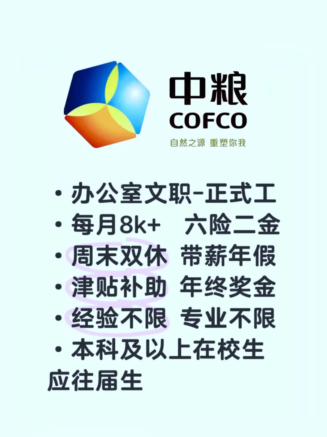 111央国企招聘开始了，中粮投就🀄️！！