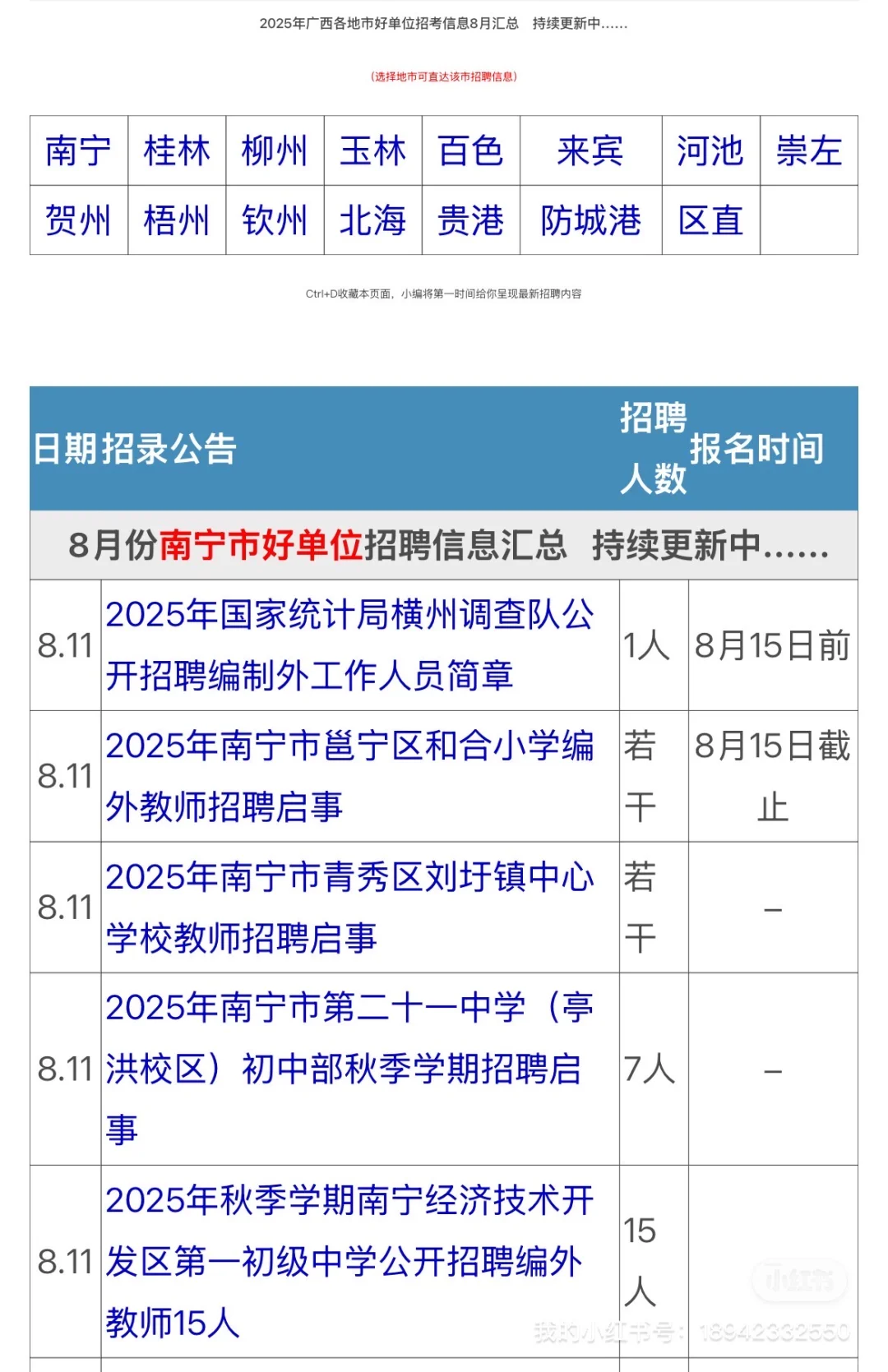 今日广西单位招聘推荐8.13