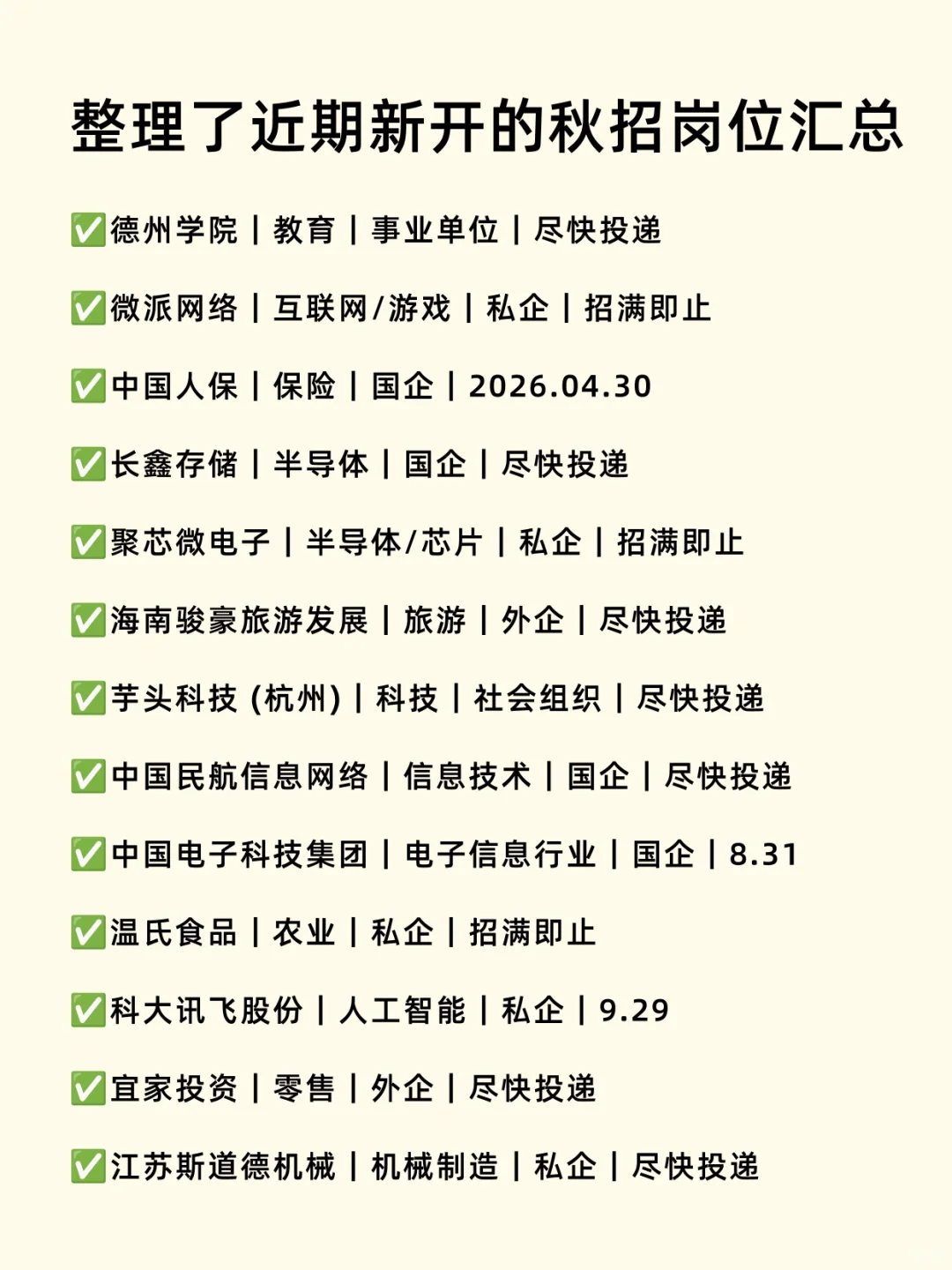 宝子们一定要投的央国企秋招来了‼️